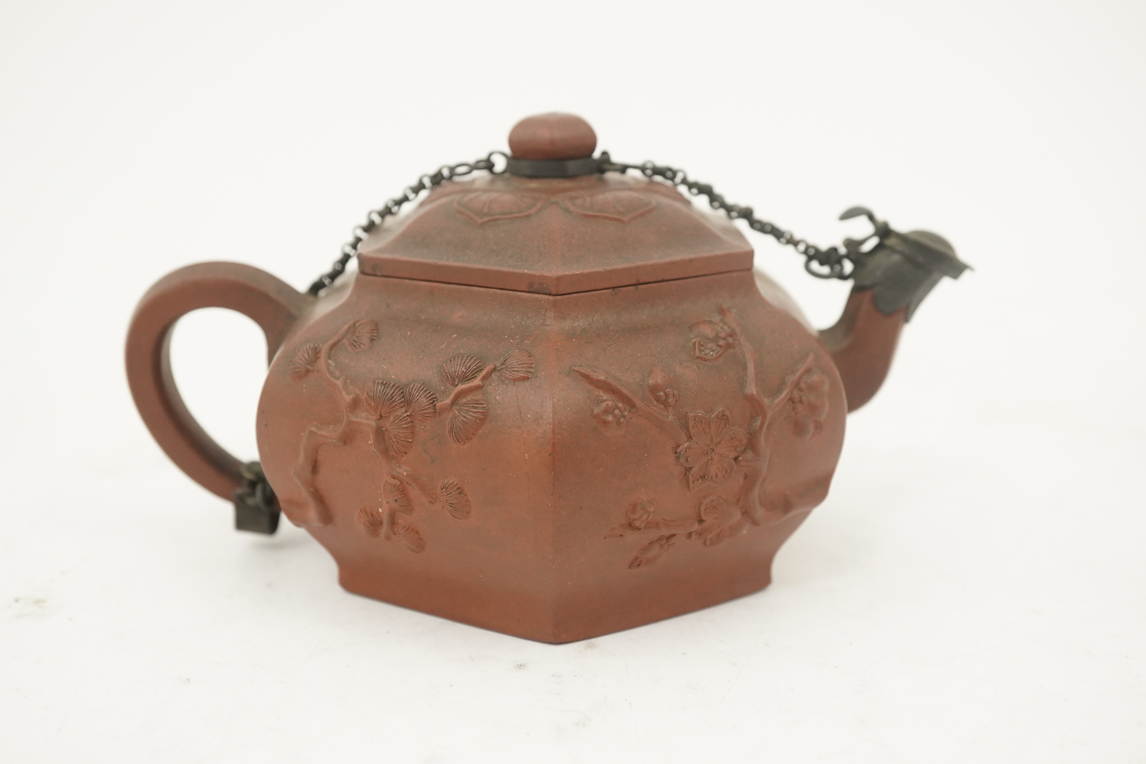 A Chinese Yixing hexagonal teapot, Kangxi period